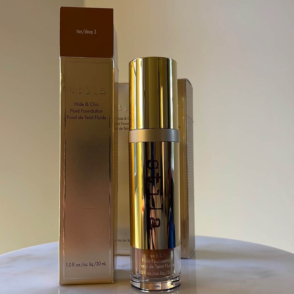 3/$15 Three Stila Hide & Chic Fluid Foundations Tan deep 3 (2) tan 4 (1) new - Picture 2 of 12